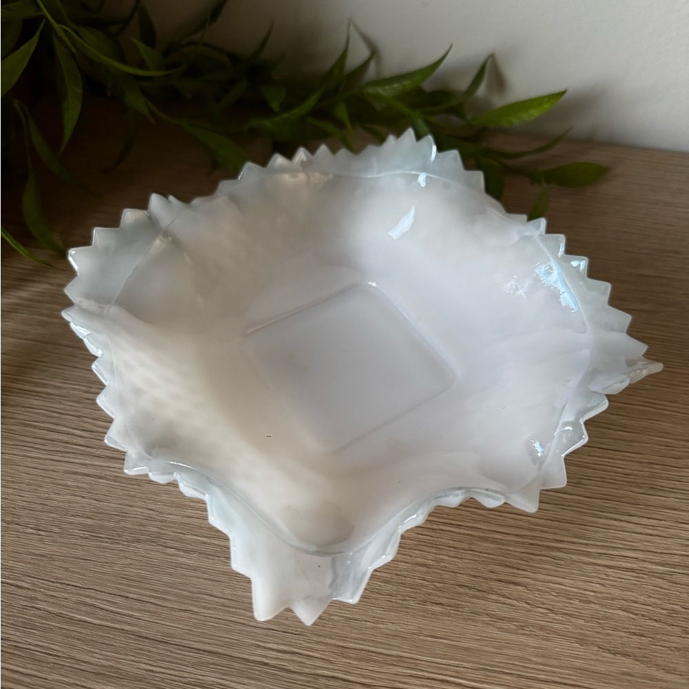 White Milk Glass Decorative Bowl